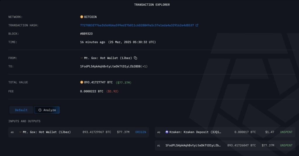 Mt. Gox 1.01B دلار بیتکوین را در کنار انتقال آزمایشی صرافی Kraken منتقل میکند