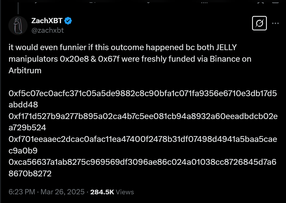 Binance و OKX معاملات آتی JELLY را در پی حذف و عواقب دستکاری بازار در Hyperliquid فهرست میکنند - ۲