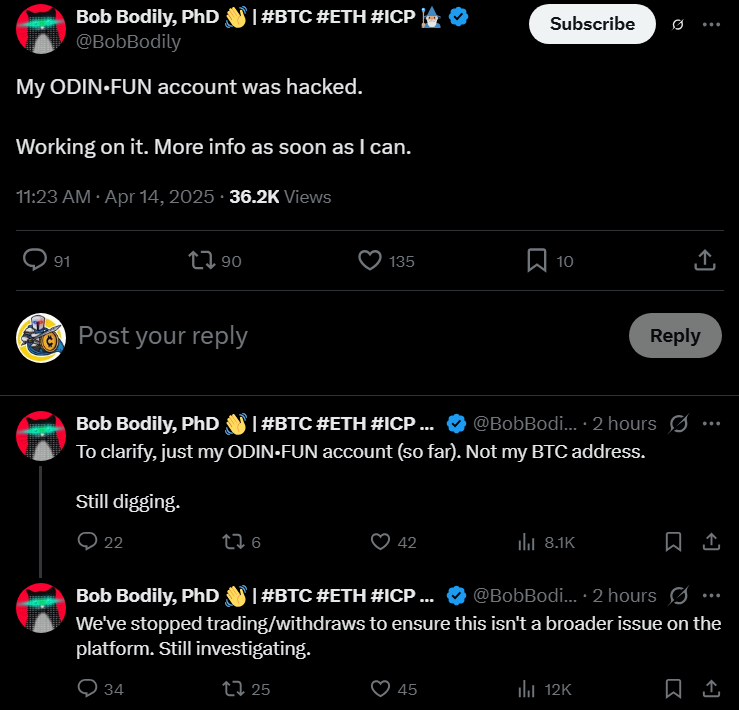 Odin.fun memecoins crash as platform suspends trading over security breach - 1